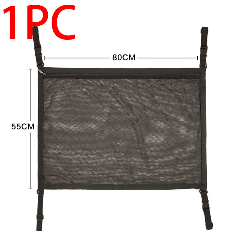 SEAMETAL Car Ceiling Storage Net Pocket 80cm*55cm Hanging Polyester Mesh Storage Bag Traveling Auto Roof Organizer with Zipper