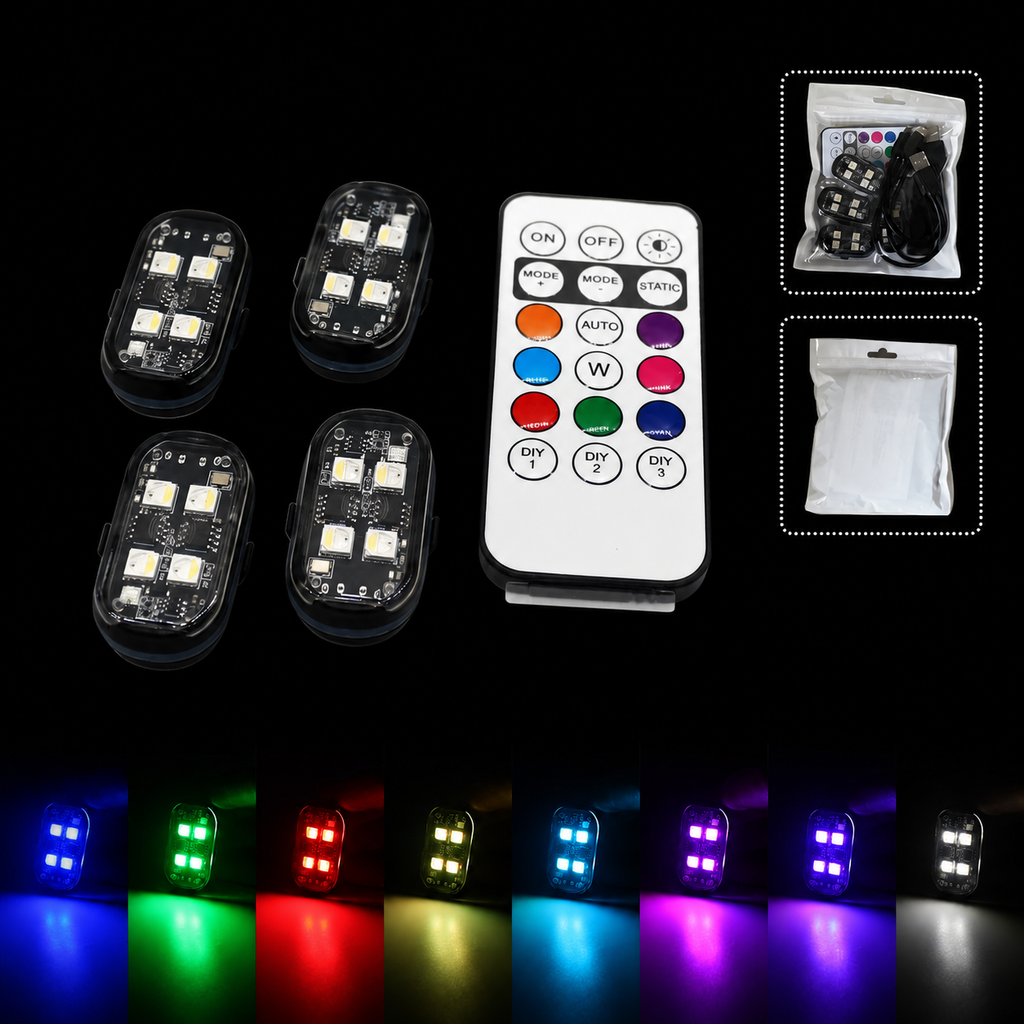 Wireless LED Strobe Lights 8 Colors Rechargeable (2/4pcs)
