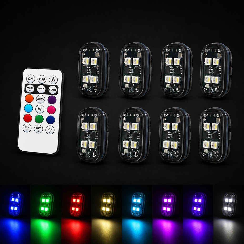 Wireless LED Strobe Lights 8 Colors Rechargeable (2/4pcs)
