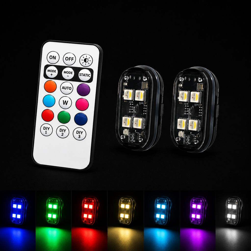 Wireless LED Strobe Lights 8 Colors Rechargeable (2/4pcs)
