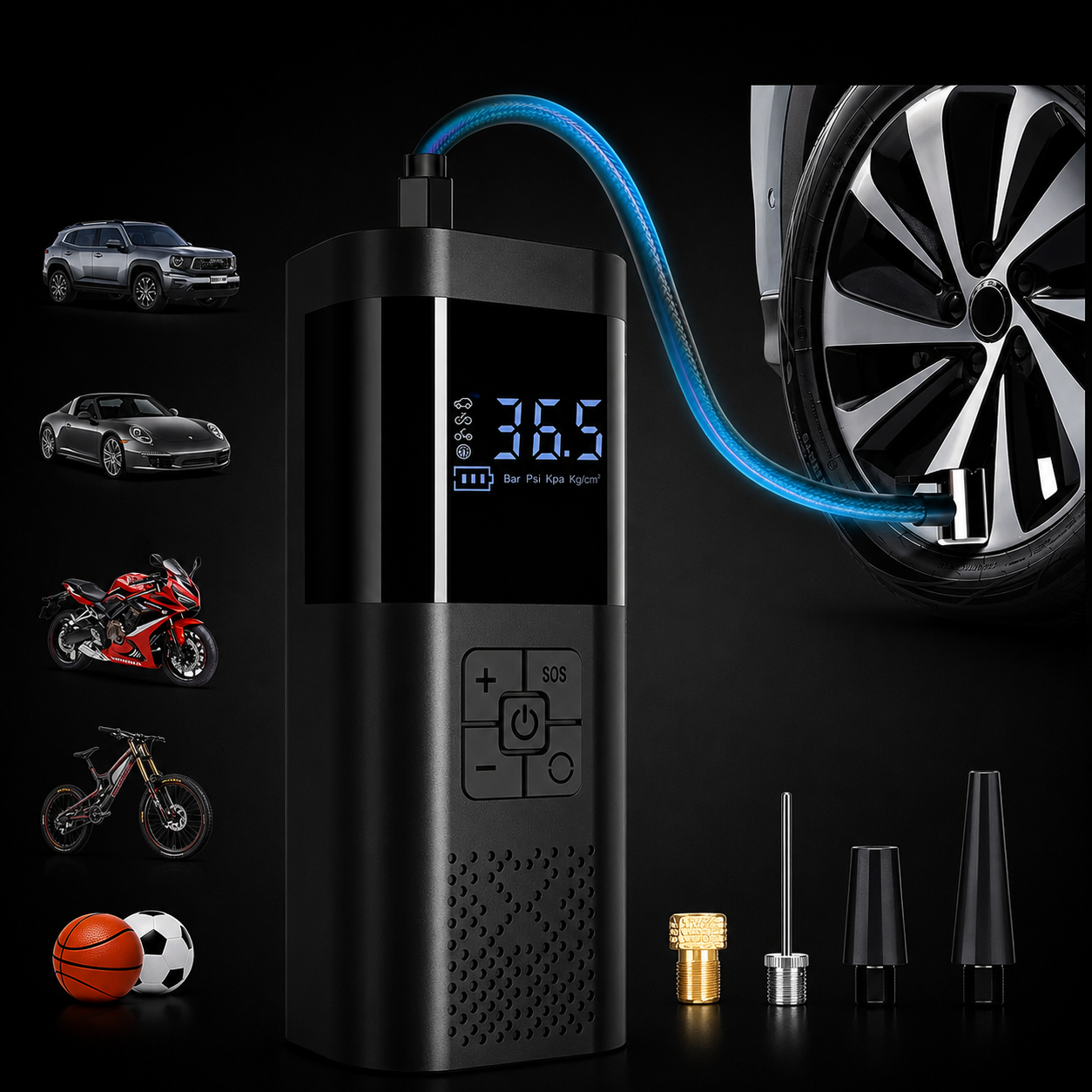 150PSI Cordless Tire Inflator – 3X Faster Portable Air Compressor