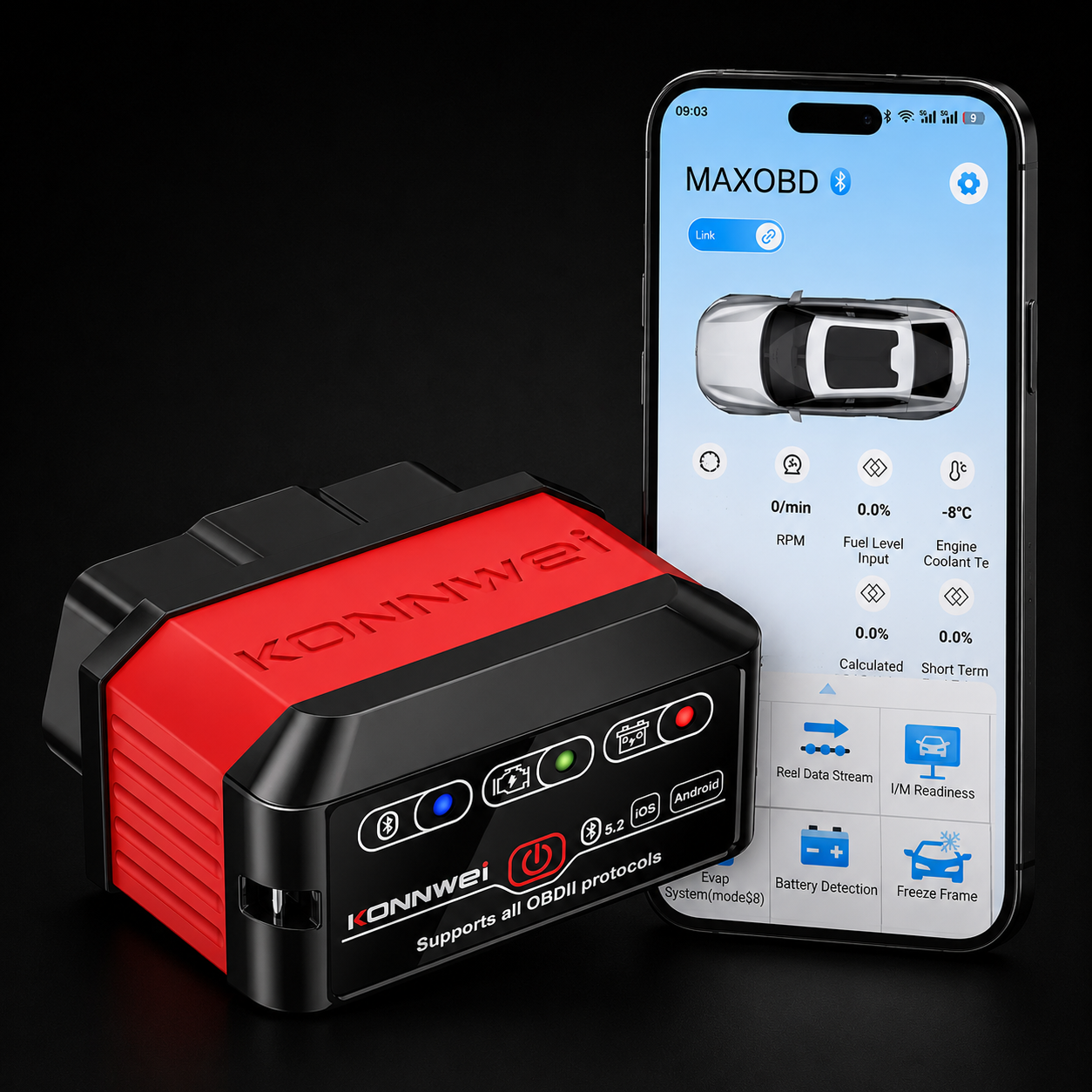 2026 KONNWEI KW905 Bluetooth OBD2 Scanner – iOS & Android Diagnostic Tool