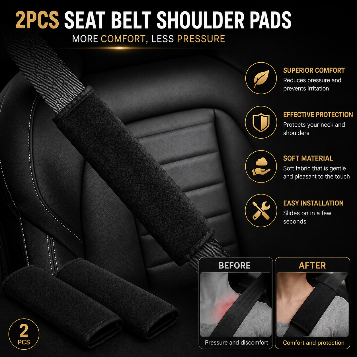 2PCS Car Seat Belt Shoulder Pads