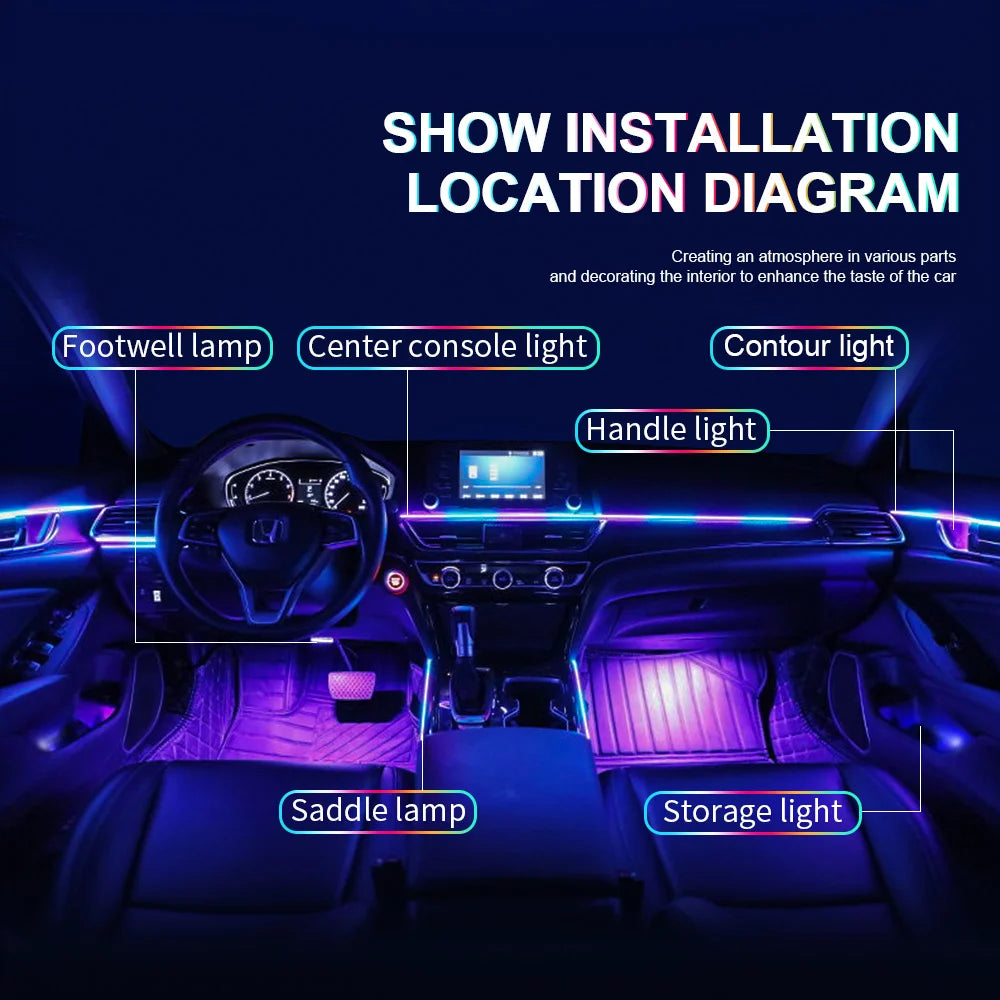 64 Color Car LED Interior Light Kit