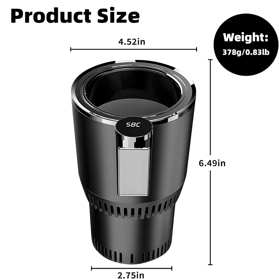 Portable Car 2-in-1 Hot & Cold Cup Holder,Smart Temperature Control,Fast Cooling & Heating Beverage Warmer Cooler Car Cup Holder