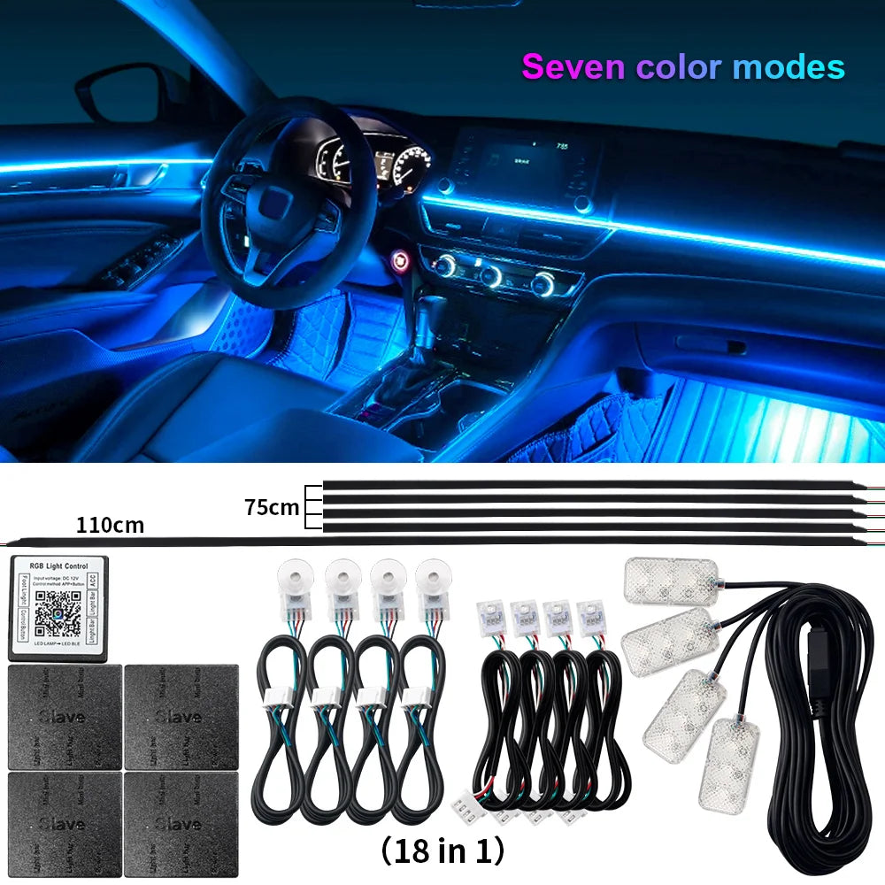 64 Color Car LED Interior Light Kit