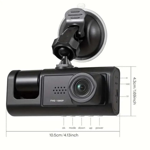 1080P Dual Dash Cam – Front & Inside Camera with IR Night Vision & Loop Recording