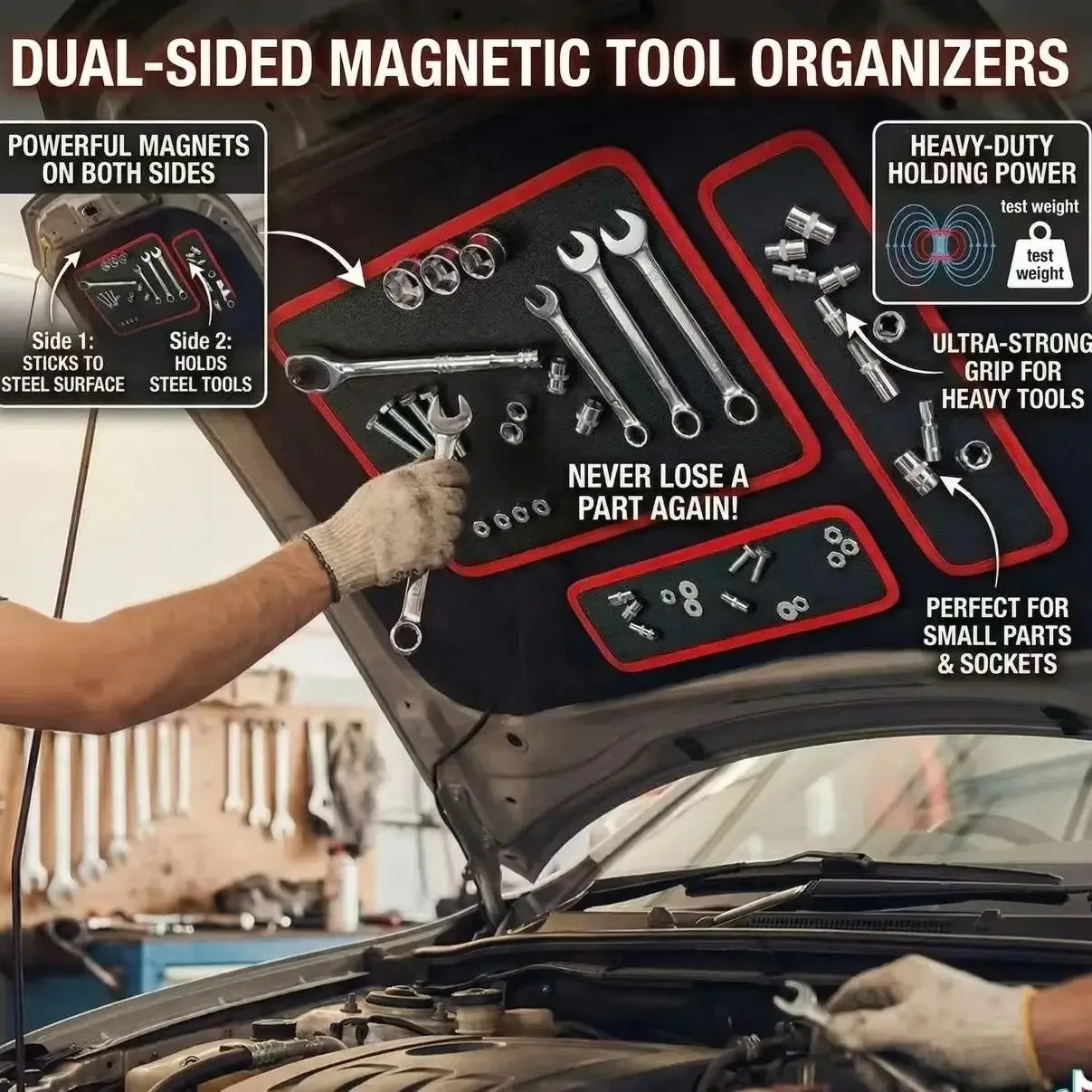 Magnetic Tool Pad Flexible Storage Mat Workshop Auto Repair Tool Holder Nut Screw Driver Wrench Quick Organize Suction Board