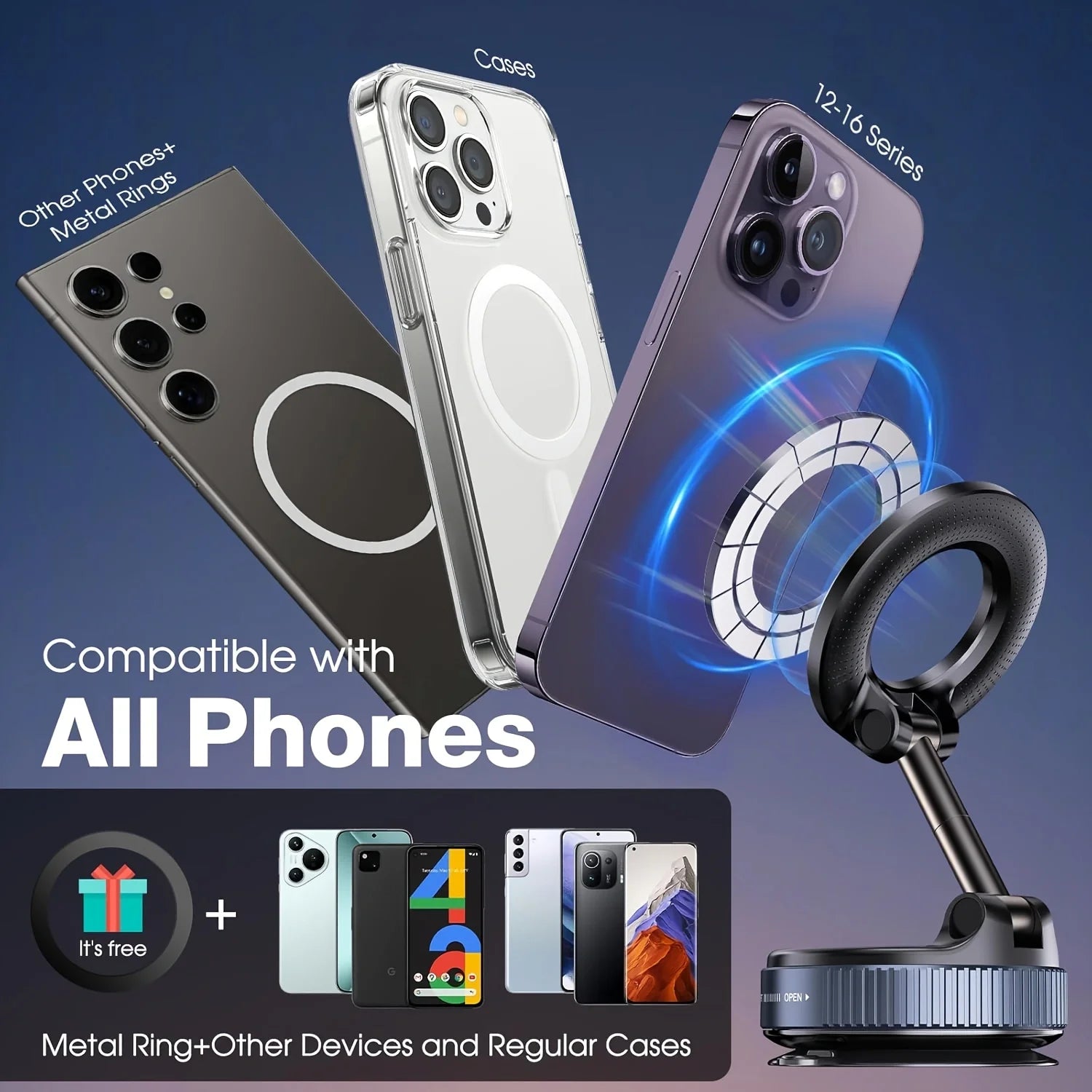 Magnetic Magsafe Car Phone Mount  360°