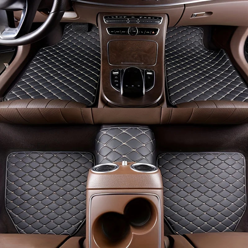 Universal 5 Piece Leather Car Floor Mats Waterproof
