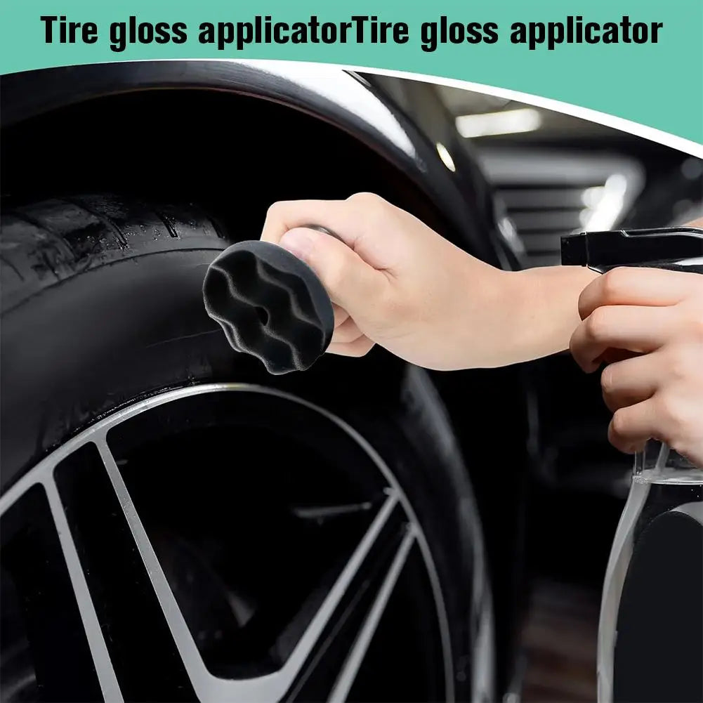 All-in-One Tire Shine Applicator Wax Dispensing Sponge Set for Plastic Tire Dashboard Dressing by Lucullan