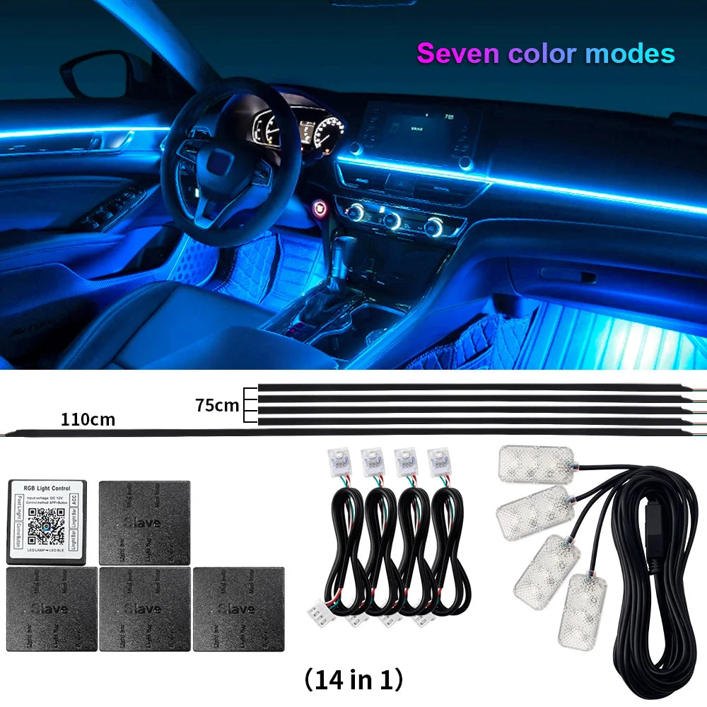 64 Color Car LED Interior Light Kit