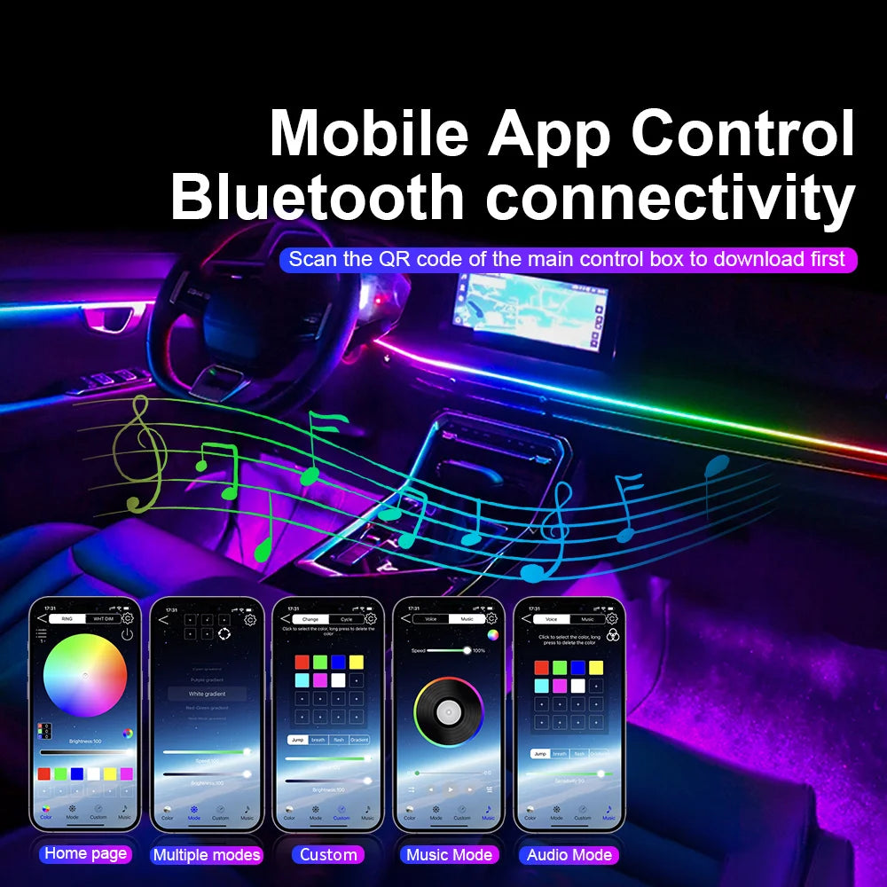 64 Color Car LED Interior Light Kit