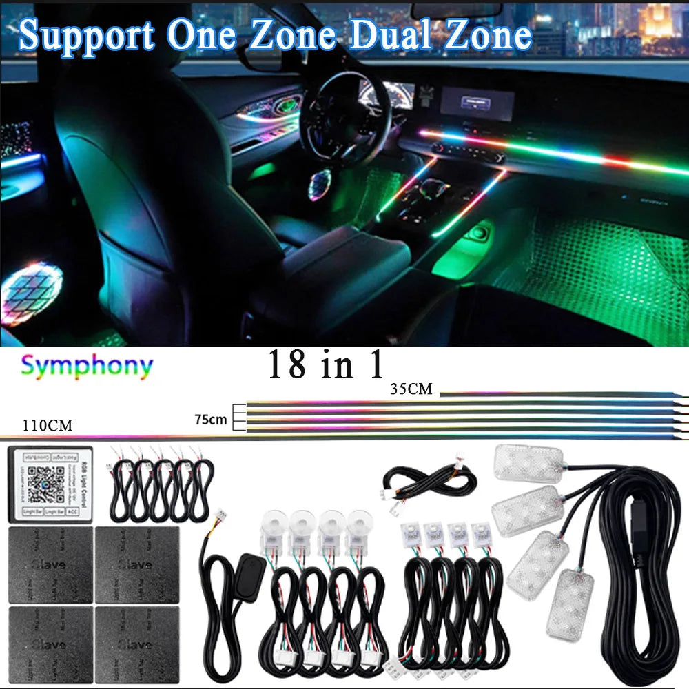 64 Color Car LED Interior Light Kit