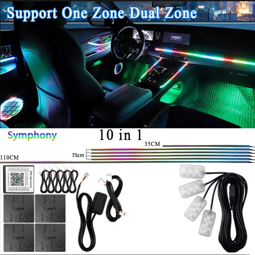 64 Color Car LED Interior Light Kit