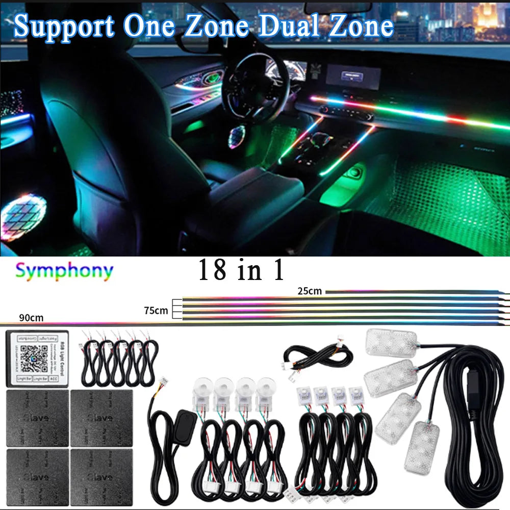 64 Color Car LED Interior Light Kit