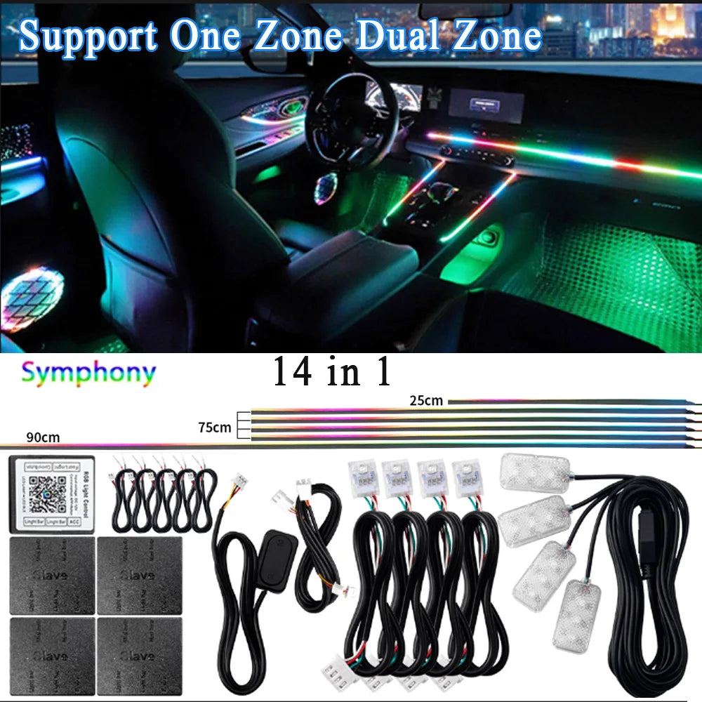 64 Color Car LED Interior Light Kit