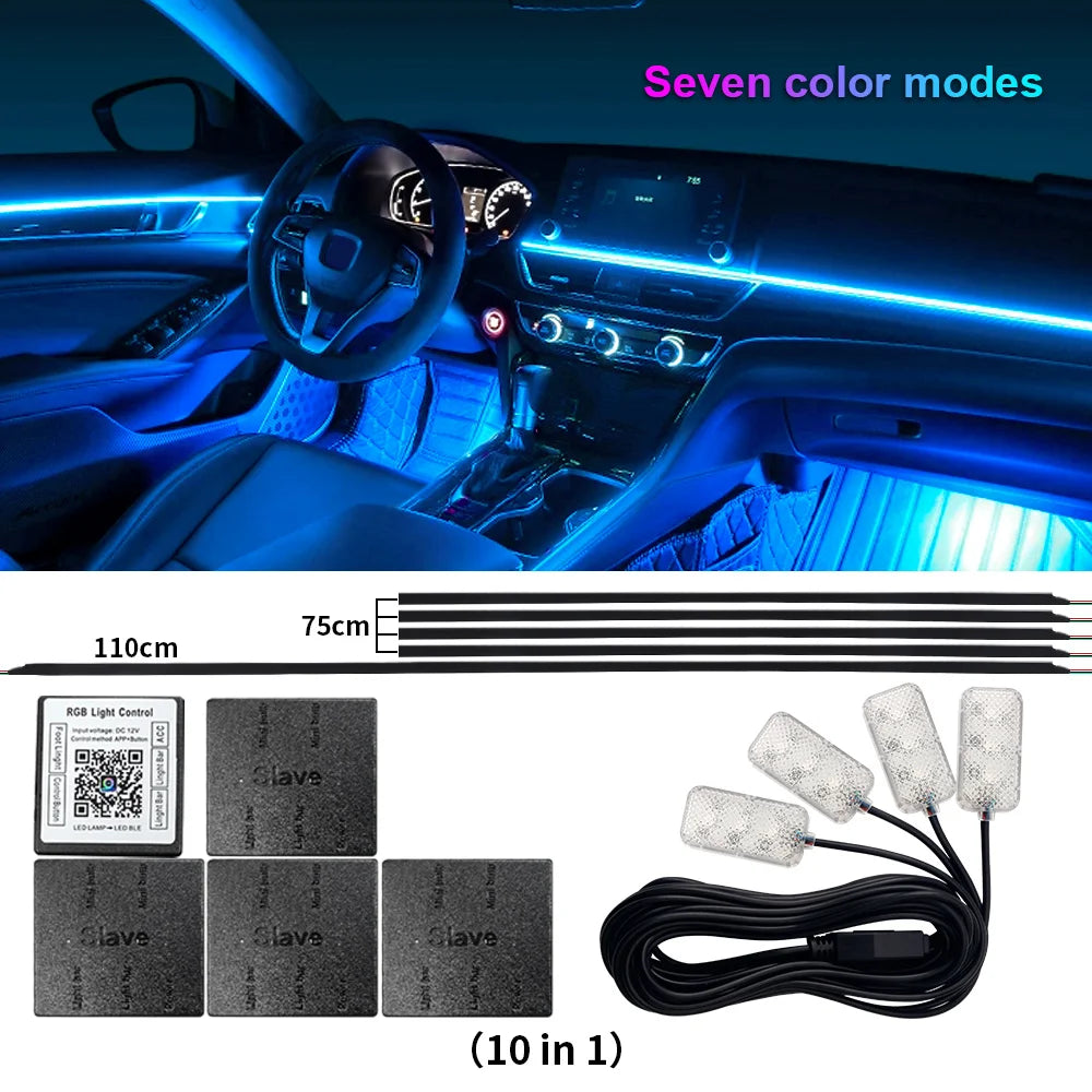 64 Color Car LED Interior Light Kit
