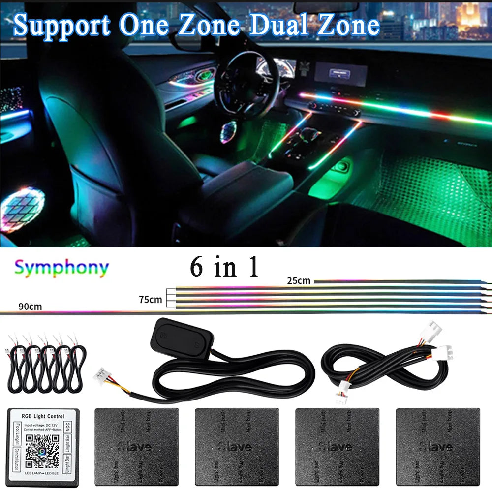 64 Color Car LED Interior Light Kit