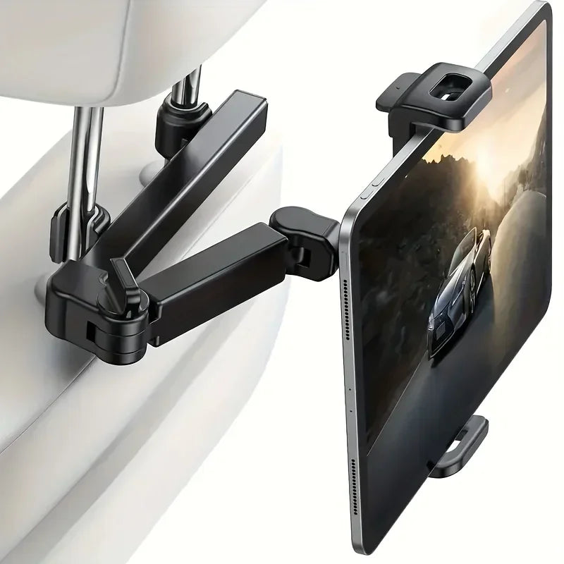 Car Tablet Holder Headrest iPad Mount Auto Telescopic Backseat Tablet Stand Cradle Clip Universal Seat Back Cell Phone Bracket