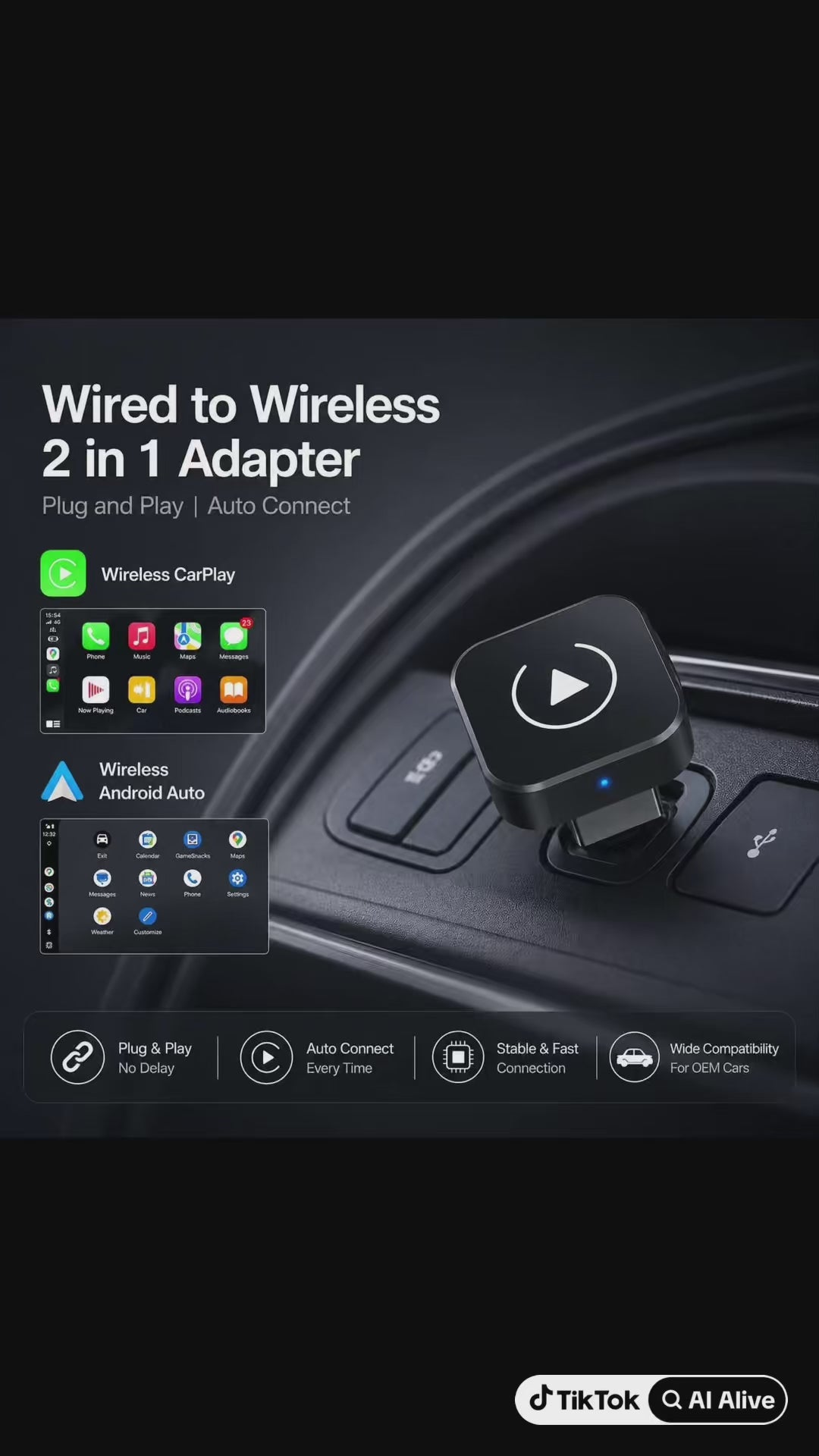 Wireless CarPlay android adapter